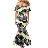 Black Palaka Hawaii Mermaid Dress Kukui Nut Pikake Lei Hawaiian Tapa Pattern LT14 - Polynesian Pride