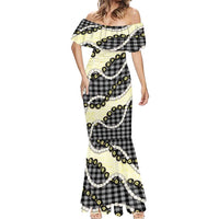 Black Palaka Hawaii Mermaid Dress Kukui Nut Pikake Lei Hawaiian Tapa Pattern LT14 - Polynesian Pride