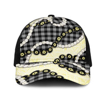 Black Palaka Hawaii Mesh Trucker Cap Kukui Nut Pikake Lei Hawaiian Tapa Pattern LT14 One Size Black Black - Polynesian Pride