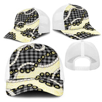 Black Palaka Hawaii Mesh Trucker Cap Kukui Nut Pikake Lei Hawaiian Tapa Pattern LT14 - Polynesian Pride