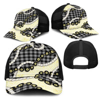Black Palaka Hawaii Mesh Trucker Cap Kukui Nut Pikake Lei Hawaiian Tapa Pattern LT14 - Polynesian Pride