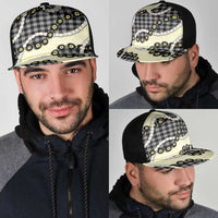Black Palaka Hawaii Mesh Trucker Cap Kukui Nut Pikake Lei Hawaiian Tapa Pattern LT14 - Polynesian Pride