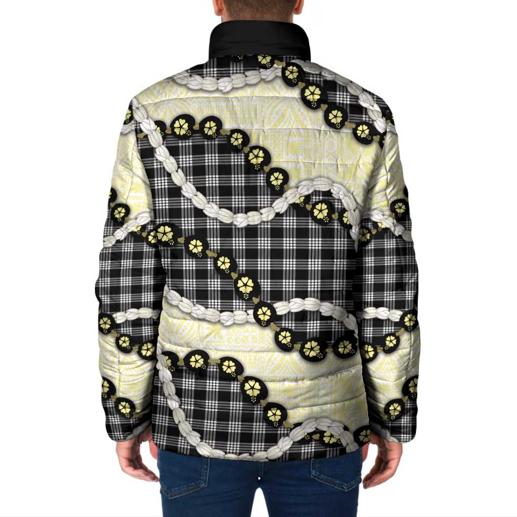 Black Palaka Hawaii Padded Jacket Kukui Nut Pikake Lei Hawaiian Tapa Pattern LT14 - Polynesian Pride