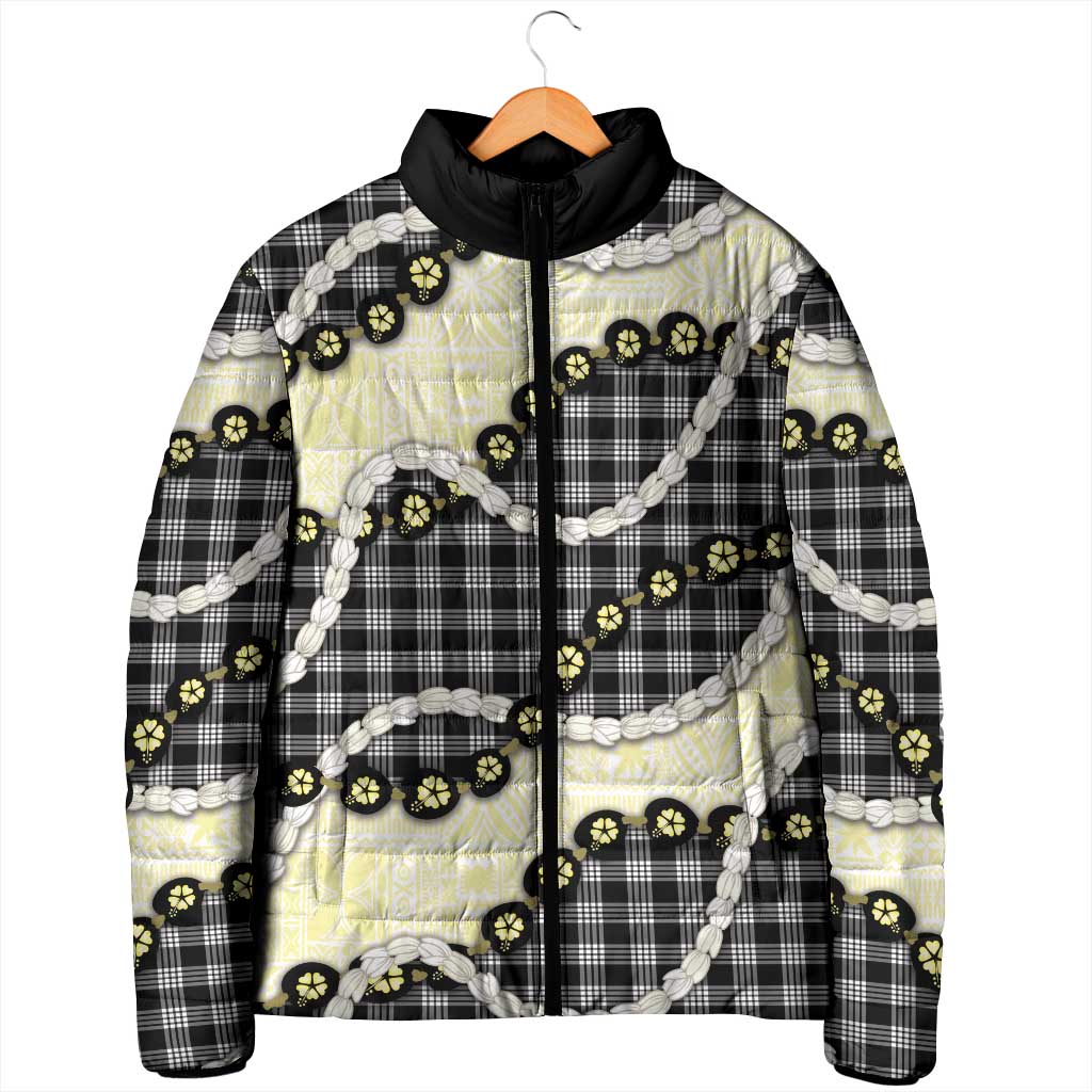 Black Palaka Hawaii Padded Jacket Kukui Nut Pikake Lei Hawaiian Tapa Pattern LT14 - Polynesian Pride