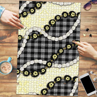 Black Palaka Hawaii Puzzle Kukui Nut Pikake Lei Hawaiian Tapa Pattern LT14 Black - Polynesian Pride