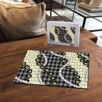 Black Palaka Hawaii Puzzle Kukui Nut Pikake Lei Hawaiian Tapa Pattern LT14 - Polynesian Pride