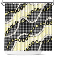 Black Palaka Hawaii Shower Curtain Kukui Nut Pikake Lei Hawaiian Tapa Pattern LT14 Black - Polynesian Pride