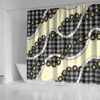 Black Palaka Hawaii Shower Curtain Kukui Nut Pikake Lei Hawaiian Tapa Pattern LT14 - Polynesian Pride