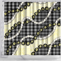 Black Palaka Hawaii Shower Curtain Kukui Nut Pikake Lei Hawaiian Tapa Pattern LT14 - Polynesian Pride