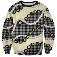 Black Palaka Hawaii Sweatshirt Kukui Nut Pikake Lei Hawaiian Tapa Pattern LT14 Unisex Black - Polynesian Pride