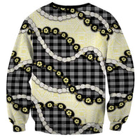 Black Palaka Hawaii Sweatshirt Kukui Nut Pikake Lei Hawaiian Tapa Pattern LT14 - Polynesian Pride