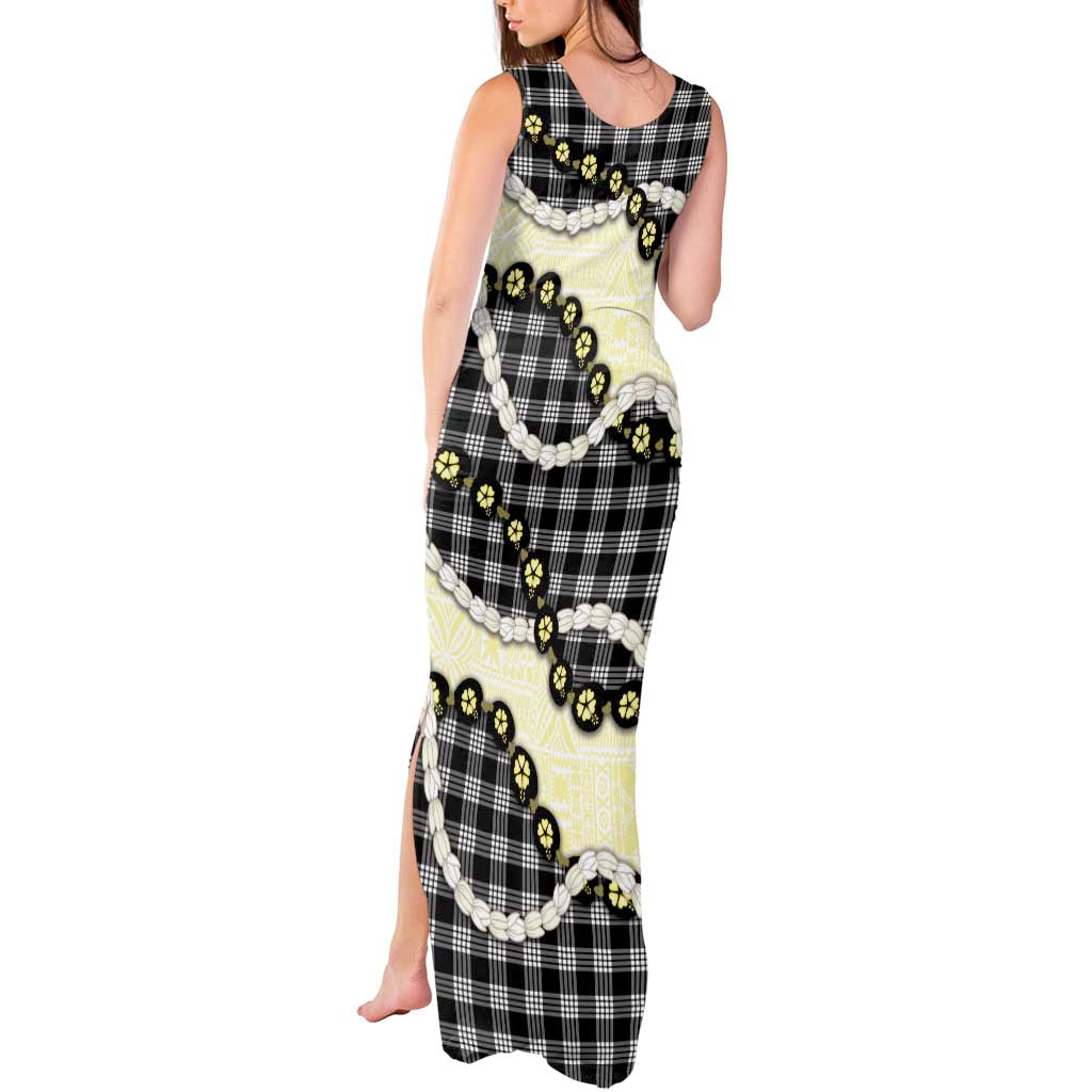 Black Palaka Hawaii Tank Maxi Dress Kukui Nut Pikake Lei Hawaiian Tapa Pattern LT14 - Polynesian Pride