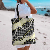Black Palaka Hawaii Tote Bag Kukui Nut Pikake Lei Hawaiian Tapa Pattern LT14 - Polynesian Pride