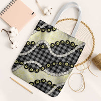 Black Palaka Hawaii Tote Bag Kukui Nut Pikake Lei Hawaiian Tapa Pattern LT14 White Strap One Size Black - Polynesian Pride