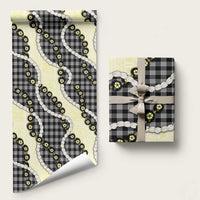 Black Palaka Hawaii Wrapping Paper Kukui Nut Pikake Lei Hawaiian Tapa Pattern LT14 58" × 23" Black - Polynesian Pride