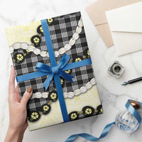 Black Palaka Hawaii Wrapping Paper Kukui Nut Pikake Lei Hawaiian Tapa Pattern LT14 - Polynesian Pride