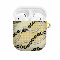 Yellow Palaka Hawaii AirPods Case Kukui Nut Pikake Lei Hawaiian Tapa Pattern LT14 Yellow - Polynesian Pride