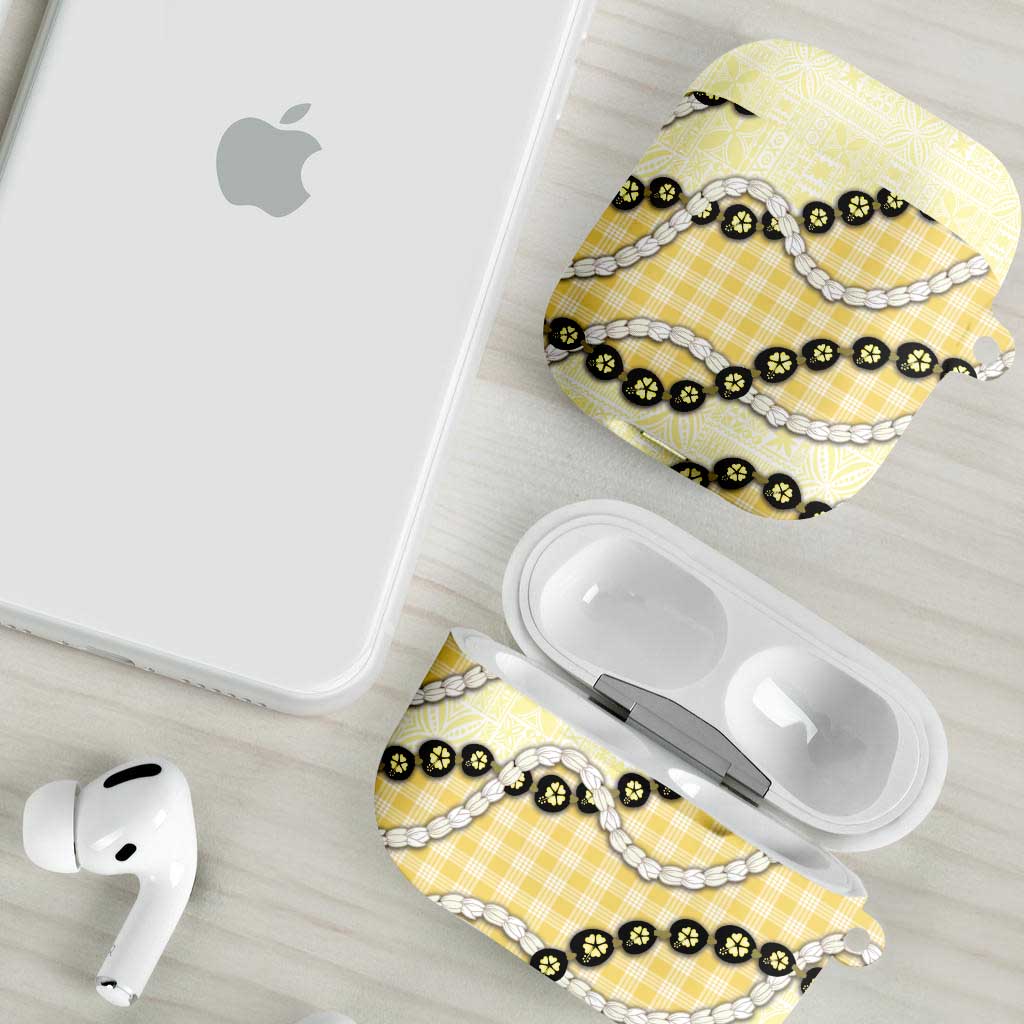 Yellow Palaka Hawaii AirPods Case Kukui Nut Pikake Lei Hawaiian Tapa Pattern LT14 - Polynesian Pride