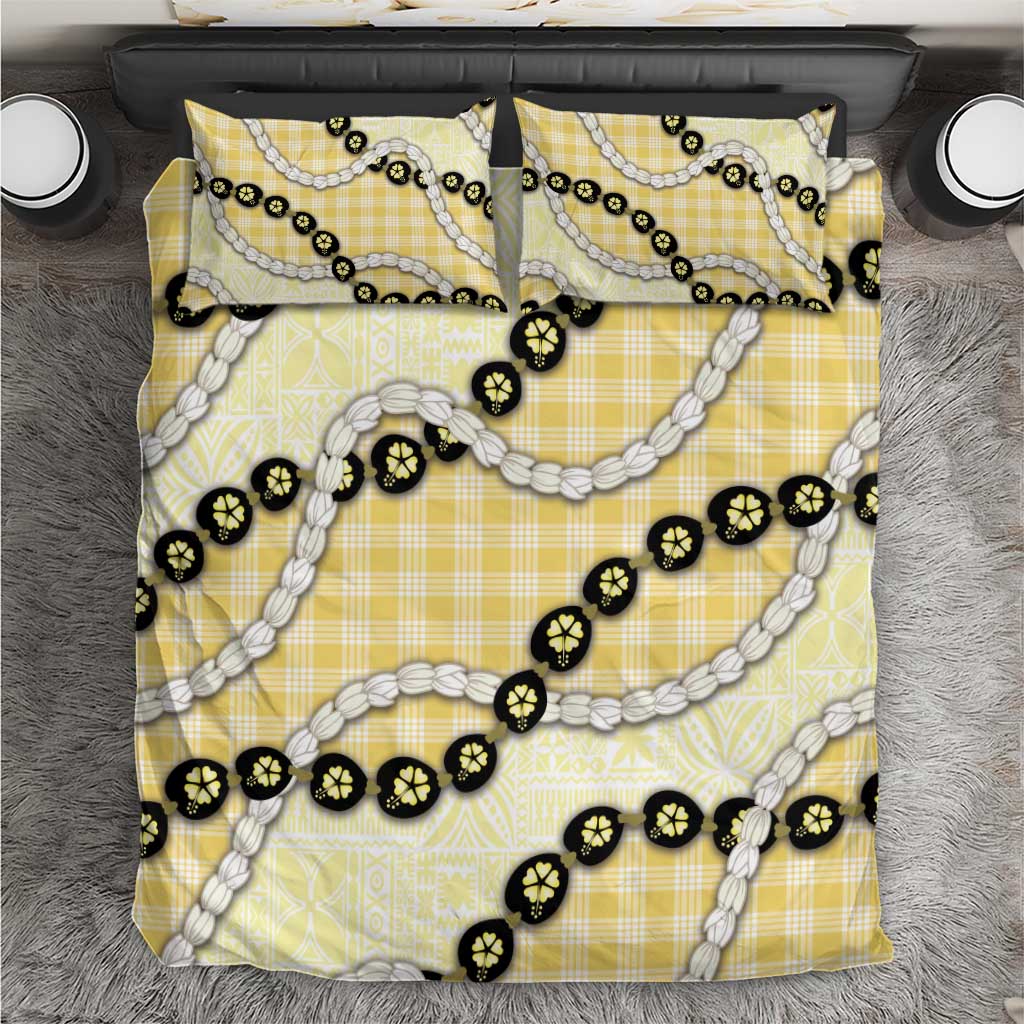 Yellow Palaka Hawaii Bedding Set Kukui Nut Pikake Lei Hawaiian Tapa Pattern LT14 Yellow - Polynesian Pride