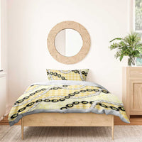 Yellow Palaka Hawaii Bedding Set Kukui Nut Pikake Lei Hawaiian Tapa Pattern LT14 - Polynesian Pride