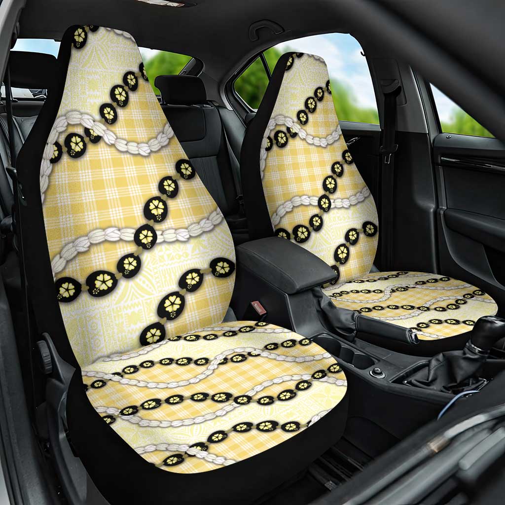 Yellow Palaka Hawaii Car Seat Cover Kukui Nut Pikake Lei Hawaiian Tapa Pattern LT14 One Size Yellow - Polynesian Pride