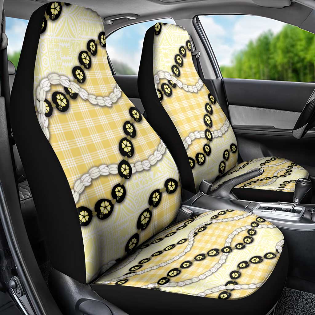 Yellow Palaka Hawaii Car Seat Cover Kukui Nut Pikake Lei Hawaiian Tapa Pattern LT14 - Polynesian Pride