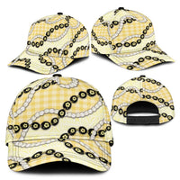 Yellow Palaka Hawaii Classic Cap Kukui Nut Pikake Lei Hawaiian Tapa Pattern LT14 - Polynesian Pride