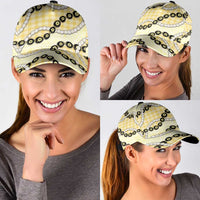Yellow Palaka Hawaii Classic Cap Kukui Nut Pikake Lei Hawaiian Tapa Pattern LT14 - Polynesian Pride