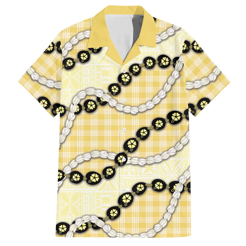 Yellow Palaka Hawaii Hawaiian Shirt Kukui Nut Pikake Lei Hawaiian Tapa Pattern LT14 Yellow - Polynesian Pride