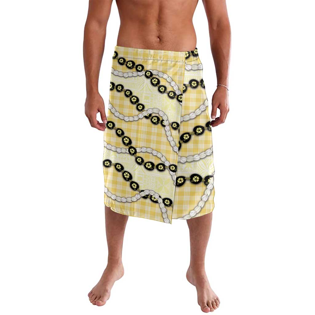 Yellow Palaka Hawaii Lavalava Kukui Nut Pikake Lei Hawaiian Tapa Pattern LT14 Yellow - Polynesian Pride
