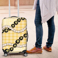 Yellow Palaka Hawaii Luggage Cover Kukui Nut Pikake Lei Hawaiian Tapa Pattern LT14 Yellow - Polynesian Pride