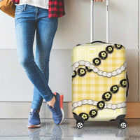 Yellow Palaka Hawaii Luggage Cover Kukui Nut Pikake Lei Hawaiian Tapa Pattern LT14 - Polynesian Pride