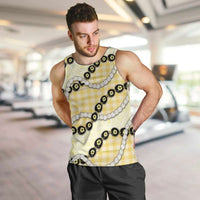 Yellow Palaka Hawaii Men Tank Top Kukui Nut Pikake Lei Hawaiian Tapa Pattern LT14 Yellow - Polynesian Pride