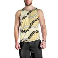 Yellow Palaka Hawaii Men Tank Top Kukui Nut Pikake Lei Hawaiian Tapa Pattern LT14 - Polynesian Pride