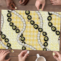Yellow Palaka Hawaii Puzzle Kukui Nut Pikake Lei Hawaiian Tapa Pattern LT14 - Polynesian Pride