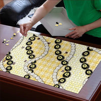 Yellow Palaka Hawaii Puzzle Kukui Nut Pikake Lei Hawaiian Tapa Pattern LT14 - Polynesian Pride