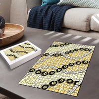 Yellow Palaka Hawaii Puzzle Kukui Nut Pikake Lei Hawaiian Tapa Pattern LT14 - Polynesian Pride