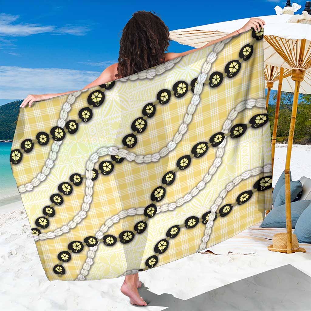 Yellow Palaka Hawaii Sarong Kukui Nut Pikake Lei Hawaiian Tapa Pattern LT14 One Size 44 x 66 inches Yellow - Polynesian Pride