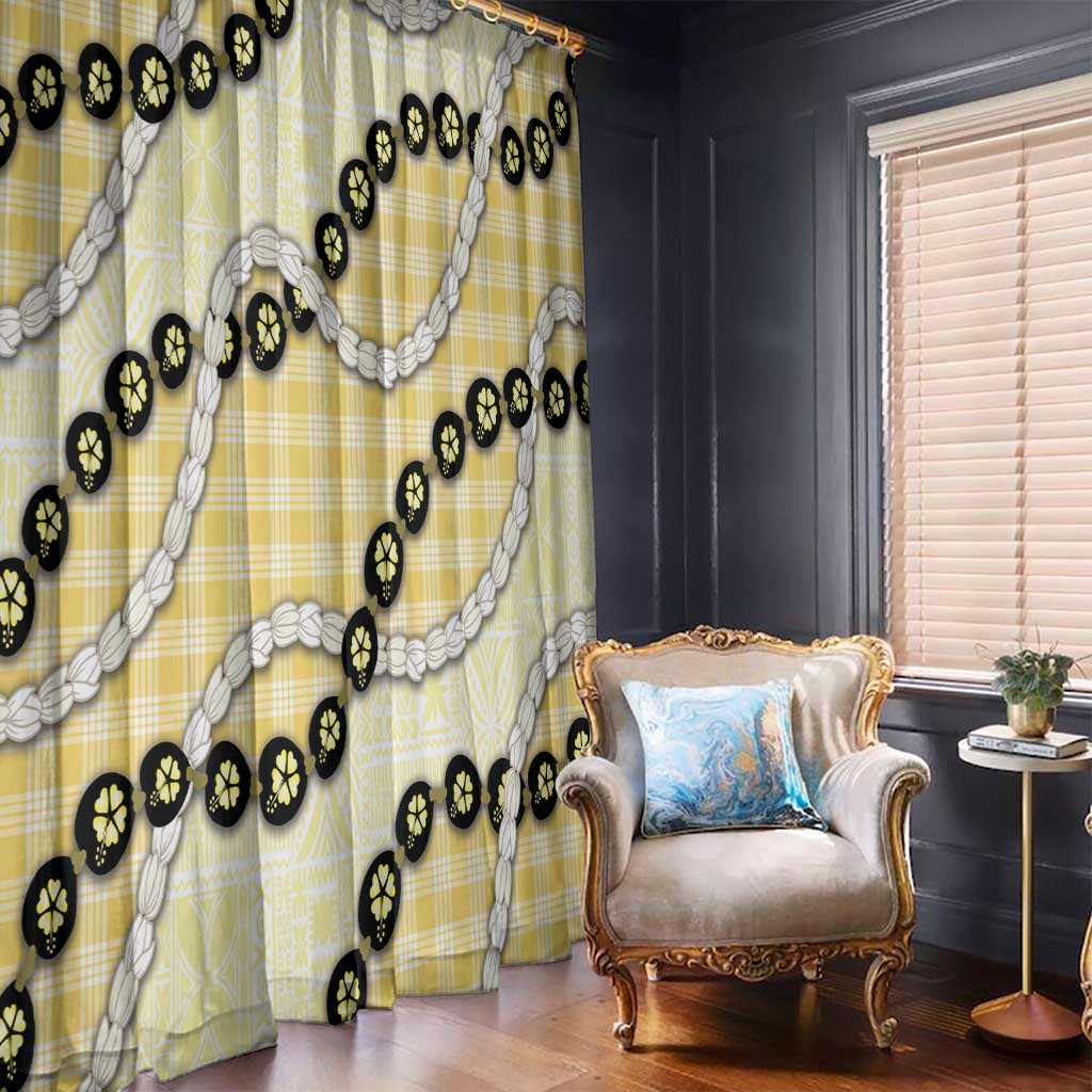 Yellow Palaka Hawaii Window Curtain Kukui Nut Pikake Lei Hawaiian Tapa Pattern LT14 - Polynesian Pride