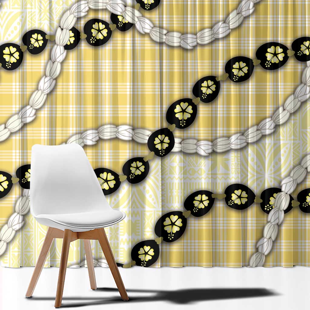Yellow Palaka Hawaii Window Curtain Kukui Nut Pikake Lei Hawaiian Tapa Pattern LT14 - Polynesian Pride