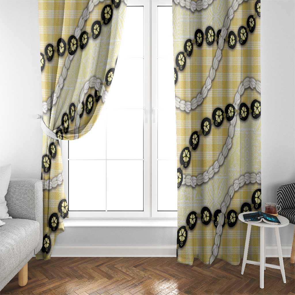 Yellow Palaka Hawaii Window Curtain Kukui Nut Pikake Lei Hawaiian Tapa Pattern LT14 - Polynesian Pride