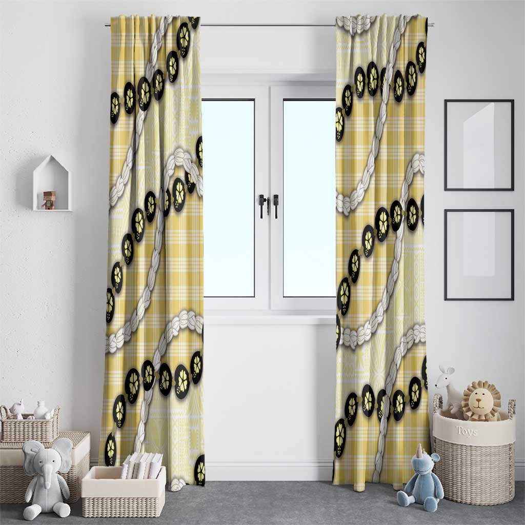 Yellow Palaka Hawaii Window Curtain Kukui Nut Pikake Lei Hawaiian Tapa Pattern LT14 - Polynesian Pride