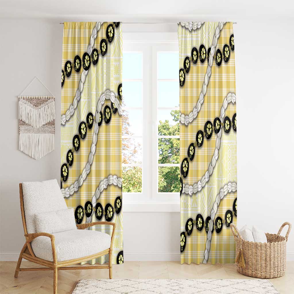 Yellow Palaka Hawaii Window Curtain Kukui Nut Pikake Lei Hawaiian Tapa Pattern LT14 - Polynesian Pride