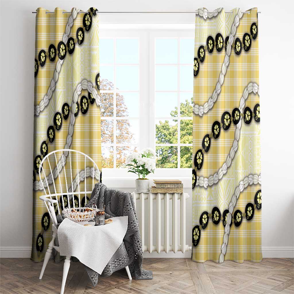 Yellow Palaka Hawaii Window Curtain Kukui Nut Pikake Lei Hawaiian Tapa Pattern LT14 - Polynesian Pride