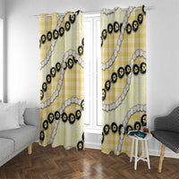 Yellow Palaka Hawaii Window Curtain Kukui Nut Pikake Lei Hawaiian Tapa Pattern LT14 With Grommets Yellow - Polynesian Pride