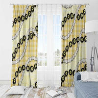 Yellow Palaka Hawaii Window Curtain Kukui Nut Pikake Lei Hawaiian Tapa Pattern LT14 - Polynesian Pride