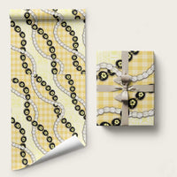 Yellow Palaka Hawaii Wrapping Paper Kukui Nut Pikake Lei Hawaiian Tapa Pattern LT14 58" × 23" Yellow - Polynesian Pride