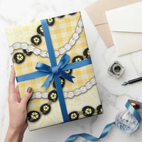 Yellow Palaka Hawaii Wrapping Paper Kukui Nut Pikake Lei Hawaiian Tapa Pattern LT14 - Polynesian Pride