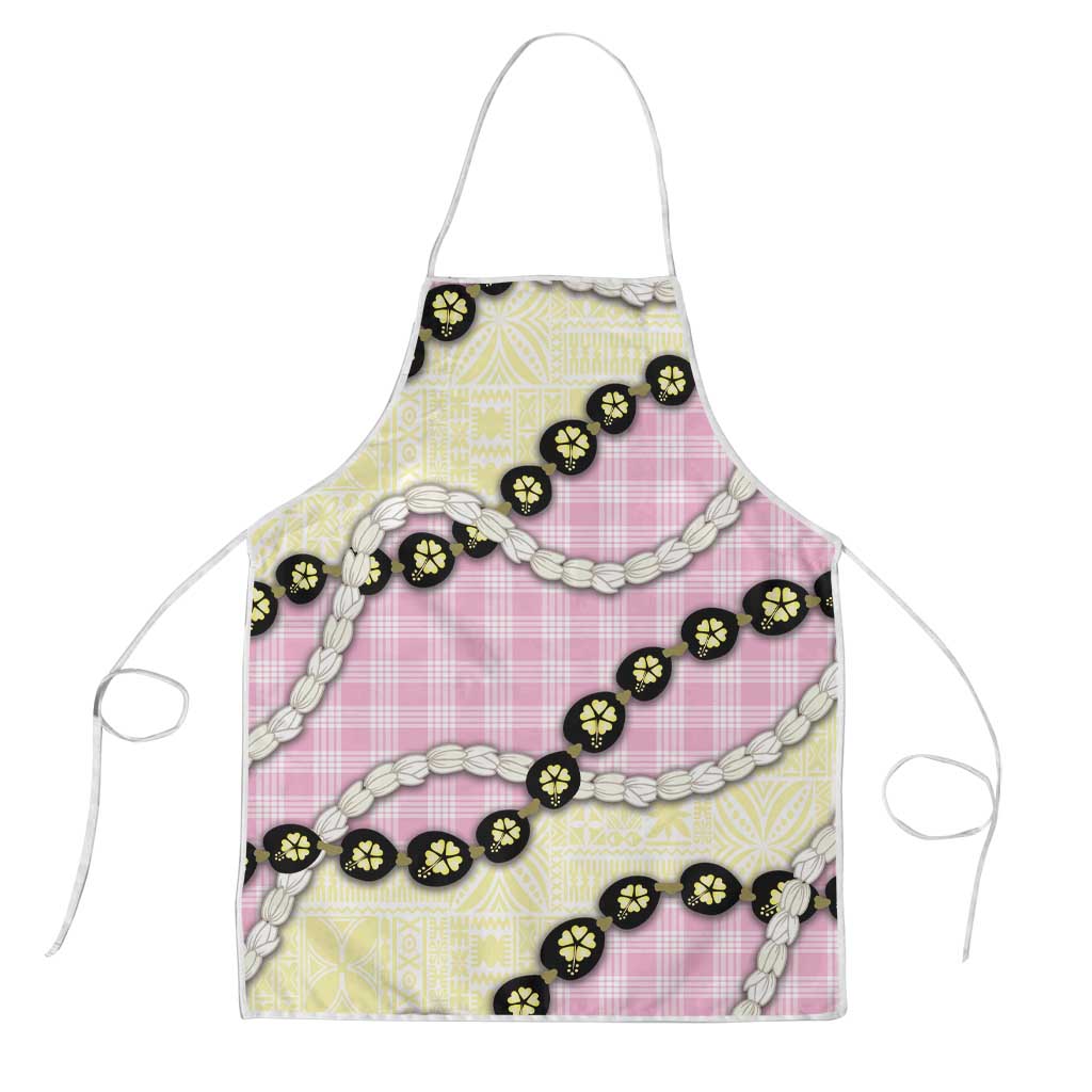 Pink Palaka Hawaii Apron Kukui Nut Pikake Lei Hawaiian Tapa Pattern LT14 Pink - Polynesian Pride