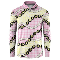 Pink Palaka Hawaii Button Sweatshirt Kukui Nut Pikake Lei Hawaiian Tapa Pattern LT14 Pink - Polynesian Pride
